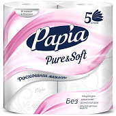  Туалетная бумага Hayat Papia  5 сл PURE&SOFT/PLATINUM 4шт. Арт.5068101 (ф14) 