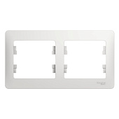 Рамка для розеток и выключателей, 2 поста, цвет белый, SE Glossa Рамка для розеток и выключателей, 2 поста, цвет белый, SE Glossa