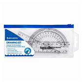  Набор чертежный малый Brauberg (линейка 15см, 2 угольника, транспортир), конверт на молнии, 210306 