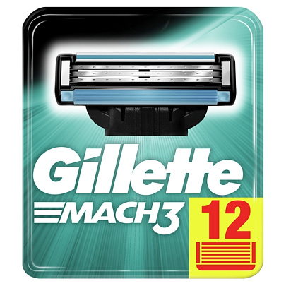  GILLETTE MACH3 Cменные кассеты для бритья 12шт 