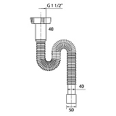 Гофросифон WIRQUIN 1 1/2"х40/50 1200мм 30717995 Гофросифон WIRQUIN 1 1/2"х40/50 1200мм 30717995
