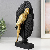 Сувенир Попугай Ара на листе, 13,3х5,8х28,2 см, полистоун, чёрный с золотом, 9889756 Сувенир Попугай Ара на листе, 13,3х5,8х28,2 см, полистоун, чёрный с золотом, 9889756