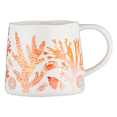  Кружка, 380 мл, фарфор, белая/оранжевая,Ocean Life MW475-DI0455 