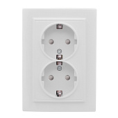  Розетка двойная встраиваемая с заземлением, цвет белый, з/ш, EKF Минск 