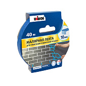 Лента малярная 10ммх40м, для имитации кирпичной кладки, синяя, UNIBOB Лента малярная 10ммх40м, для имитации кирпичной кладки, синяя, UNIBOB