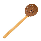 Шумовка силиконовая с ручкой из бамбука Molly B3679 Шумовка силиконовая с ручкой из бамбука Molly B3679