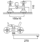 Смеситель для ванны Blanes с 2-мя рукоятками с длинным изливом G324910 1/10 Gota Rocio Смеситель для ванны Blanes с 2-мя рукоятками с длинным изливом G324910 1/10 Gota Rocio