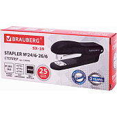  Степлер №24/6, 26/6 Brauberg "SX-39", до 25 листов, черный, 228590 