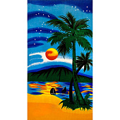  Полотенце пляжное Пальмы ночь, 70х140 см, микрофибра 