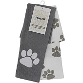 Набор кухонных полотенец (рогожка) 30х45 Следы 2шт серо-белый HM2303-1 Набор кухонных полотенец (рогожка) 30х45 Следы 2шт серо-белый HM2303-1