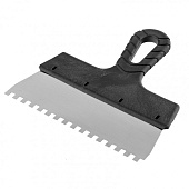 Шпатель зубчатый 200мм, зуб 6х6мм, пластмассовая ручка, нержавеющая сталь Шпатель зубчатый 200мм, зуб 6х6мм, пластмассовая ручка, нержавеющая сталь