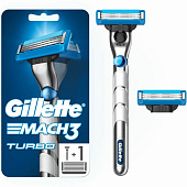 Станок для бритья GILLETTE MACH3 Turbo 3D с 2 сменными кассетами Red