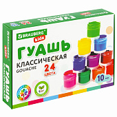 Гуашь 24цв BRAUBERG KIDS "NEW" по 10 мл, 192370 Гуашь 24цв BRAUBERG KIDS "NEW" по 10 мл, 192370