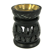  Аромалампа чаша с бронзовой вставкой, 8,5 см, камень, L055-18 