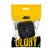 Розетка накладная без заземления, цвет сталь, IEK GLORY