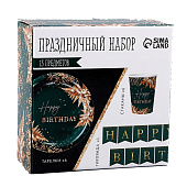  Набор бумажной посуды Happy Birthday, цвет зеленый, 6 тарелок, 6 стаканов, гирлянда 7674833 