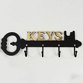  Ключница дерево "Ключ" чёрный, зеркальный 4,5х45х15 см   9923273 