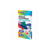  Краски акриловые художественные 12 цветов в тубах по 12 мл, BRAUBERG HOBBY, 192403 