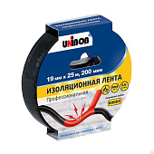 Изолента 19ммх25м, 200 мкн, черная, UNIBOB, профессиональная