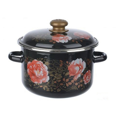  Кастрюля СтальЭмаль Пионы 2,0 л черный 3MD161P 