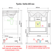  Тумба Stella 60 подвесной с двумя ящиками Белый/Дуб Вотан с раковиной Como 60 Encanto 