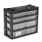Ящик для инструмента с выдвижными лотками 310х150х260мм, 4 секции, пластик Stels Ящик для инструмента с выдвижными лотками 310х150х260мм, 4 секции, пластик Stels