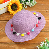 Шляпка детская "Шарики", р-р 50-52 см, цвет фиолетовый Шляпка детская "Шарики", р-р 50-52 см, цвет фиолетовый