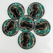  Набор бумажной посуды "Мрамор", на 6 персон, 6 стаканов, 6 тарелок, трубочки   10797813 