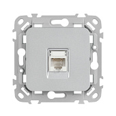 Розетка компьютерная встраиваемая RJ45 UTP cat 5e, цвет алюминий, IEK FLITE