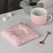 Чайная пара керамическая с ложкой «Зефирка», 2 предмета 250 мл, цвет розовый 6248585 Чайная пара керамическая с ложкой «Зефирка», 2 предмета 250 мл, цвет розовый 6248585