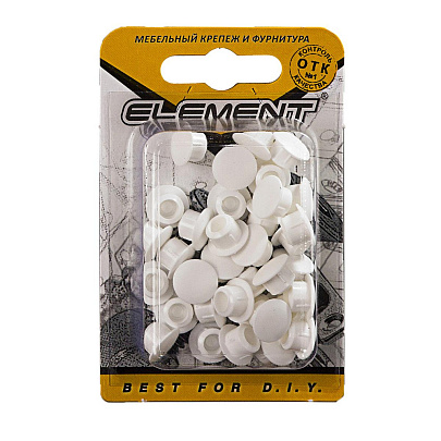  Заглушки декорат.10мм белые (35 шт) "Element" 