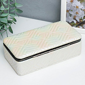  Шкатулка для украшений «Узор из ромбов. Белый перламутр», с зеркалом, искусственная кожа, 6х9.8х18.5 см 