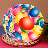 Набор бумажных тарелок 6 шт. "Шары" (180 мм) Набор бумажных тарелок 6 шт. "Шары" (180 мм)