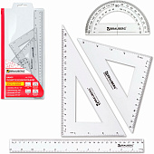  Набор чертежный большой BRAUBERG (линейка 30см, 2угольн., транспорт) конверт на молн, подвес, 210308 