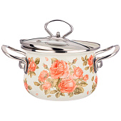 Кастрюля Agness 1.5л эмалированная, "Корейская роза" 915-135 Кастрюля Agness 1.5л эмалированная, "Корейская роза" 915-135