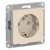  Розетка встраиваемая с заземлением, цвет бежевый, защ. шторки, SE AtlasDesign 