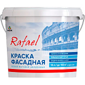  Краска фасадная белая матовая акриловая Rafael (DISCOUNT) Латек 10 л 