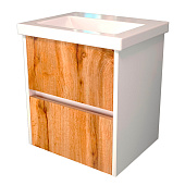 Тумба Stella 60 подвесной с двумя ящиками Белый/Дуб Вотан с раковиной Como 60 Encanto Тумба Stella 60 подвесной с двумя ящиками Белый/Дуб Вотан с раковиной Como 60 Encanto