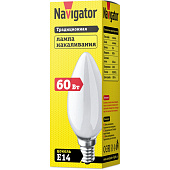  Лампа  Navigator Свеча МТ 60 Вт E14 /94309/ 