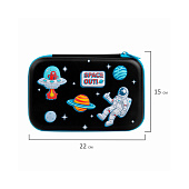 Пенал BRAUBERG KIDS большой удобный с откидной планкой, ЭВА, 22х15х4см, Открытый космос, 271556