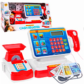 Кассовый аппарат с весами (на батарейках) + сканер+продукты+аксессуары, 18х19 см, 999-23 Кассовый аппарат с весами (на батарейках) + сканер+продукты+аксессуары, 18х19 см, 999-23