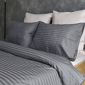  Комплект постельного белья Sateen De Luxe Евро сатин Мокрый асфальт 
