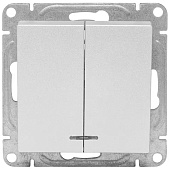 Выключатель встраиваемый 2 клавиши, цвет алюминий, с подсветкой, EKF Эпика Выключатель встраиваемый 2 клавиши, цвет алюминий, с подсветкой, EKF Эпика