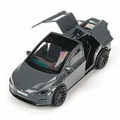 Машина инерционная ТЕХНОПАРК 12см Tesla model x plaid металлическая, MODELX-12-GY-WOD
