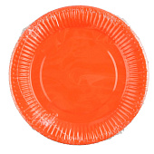 Тарелка одноразовая бумажная однотонная, оранжевая Тарелка одноразовая бумажная однотонная, оранжевая