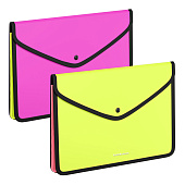 Папка на кнопке А4 ErichKrause Matt Neon, пластиковая обшитая, с текстильной вставкой, непрозрачный, микс, 55418 Папка на кнопке А4 ErichKrause Matt Neon, пластиковая обшитая, с текстильной вставкой, непрозрачный, микс, 55418