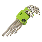 Набор ключей имбусовых 9 шт,закаленные, удлиненные, никель Tamper-Torx, Сибртех