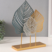  Сувенир металл "Листья Монстеры" синий 8х25х31 см   10707393 