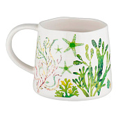  Кружка, 380 мл, фарфор, белая/зелёная,Ocean Life MW475-DI0454 