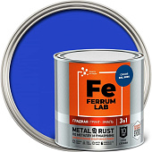 Грунт-эмаль по ржавчине 3 в 1 гладкая синяя RAL 5005 глянцевая, FERRUM LAB 0,75 л Грунт-эмаль по ржавчине 3 в 1 гладкая синяя RAL 5005 глянцевая, FERRUM LAB 0,75 л